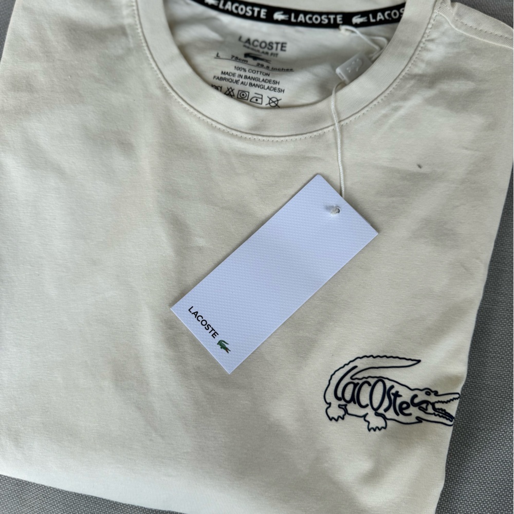 Lacoste Off-White Tee with Signature Logo 2/$120, 3/$150